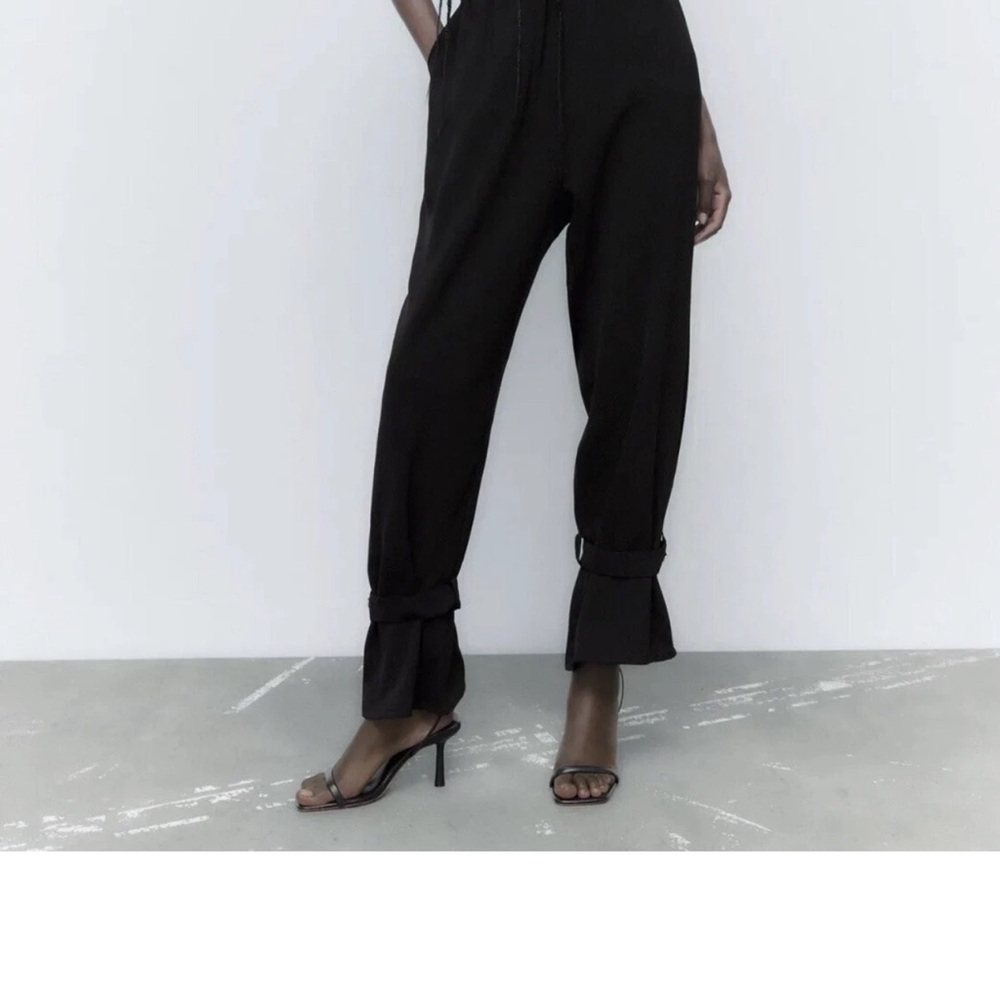 Zara cuffed ankle jumpsuit. Size medium. Black. EUC. - Picture 5 of 9